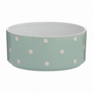 Polka Dot Sage Dog Bowl