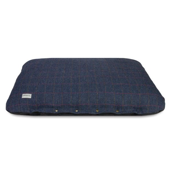 Flat Cushion Bed Traditional Tweed Navy