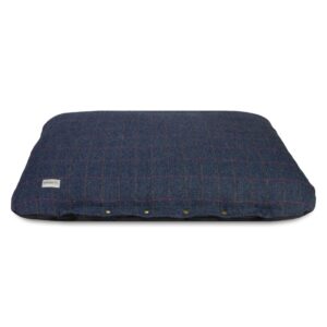 Flat Cushion Bed Traditional Tweed Navy