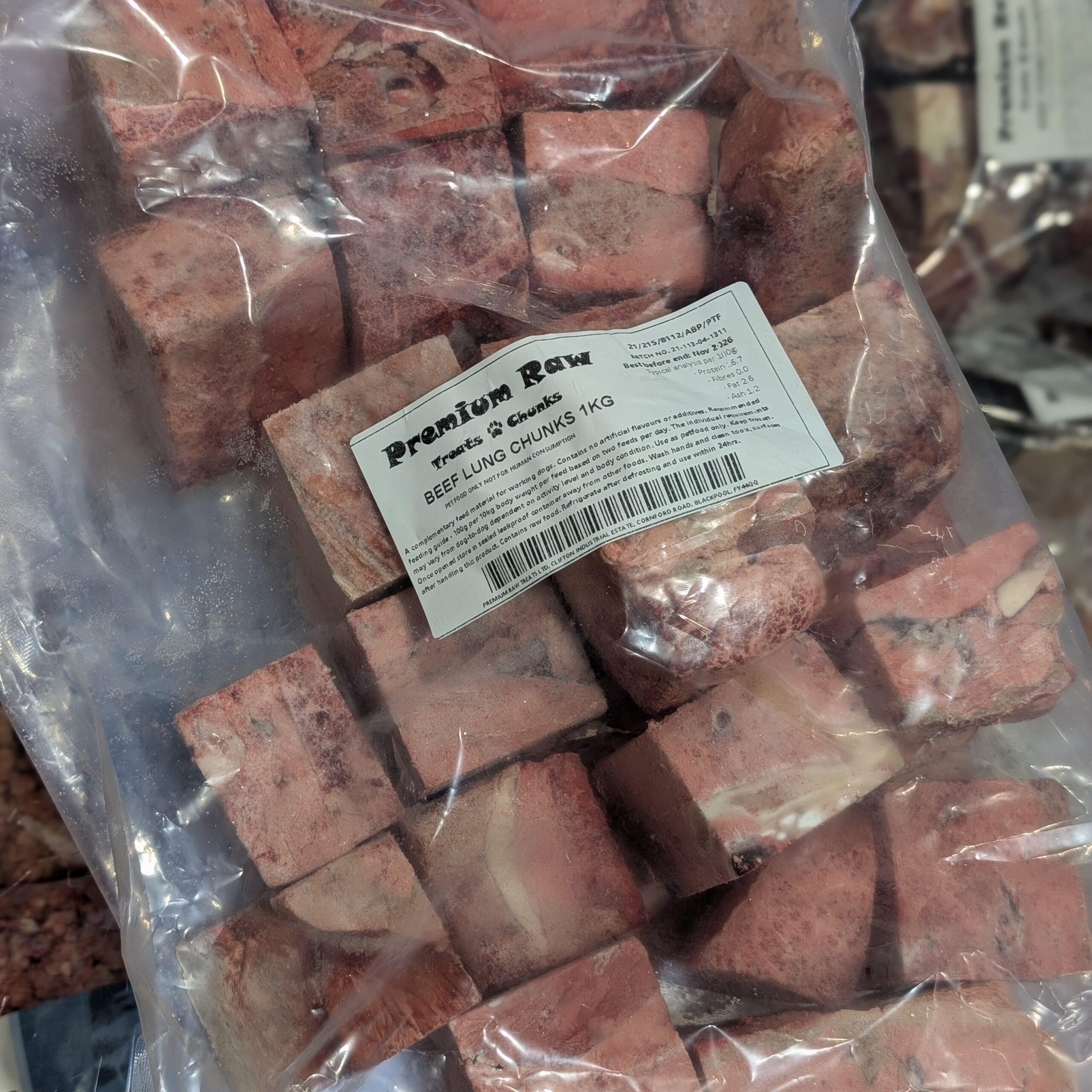 Premium Raw - Beef Lung Chunks 1kg