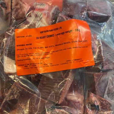 Northern Raw Ox Heart Chunks 500g